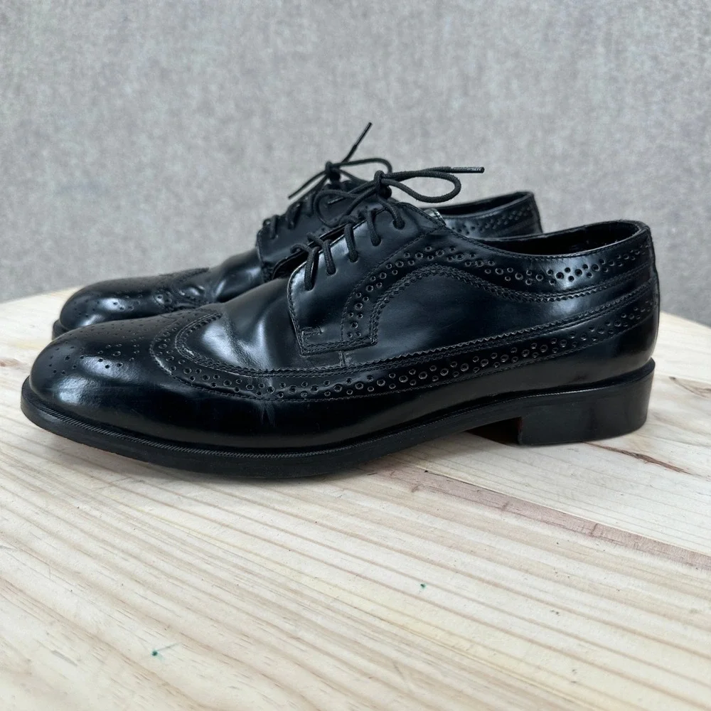 Nunn Bush Black Leather Wingtip Brogue Derby Dress Shoes 11 Lace Up Formal